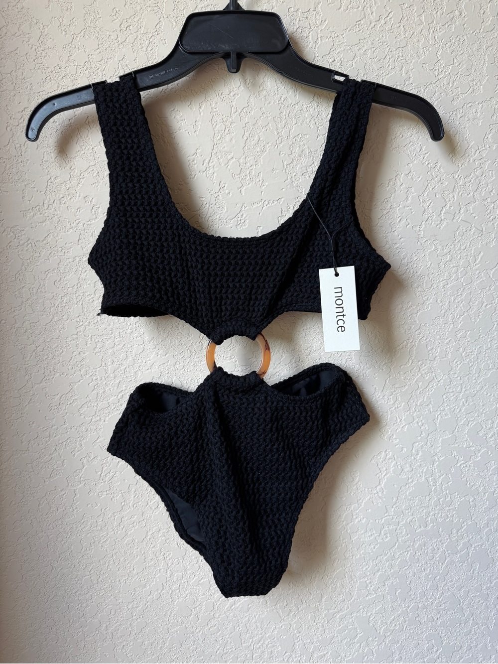 Montce Black Crochet One-Piece Swim